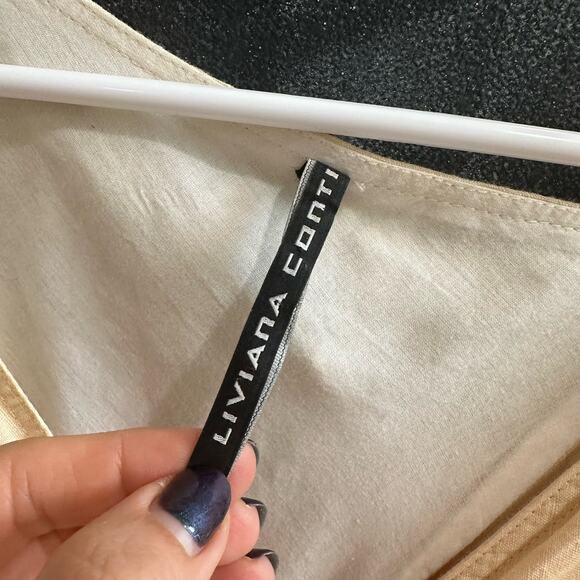 Liviana Conti 100% Linen Shift Dress Asymmetrical Layered Hem Women's 10 IT 46 - Picture 4 of 9